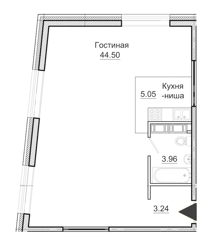 Студия, 57 м² — ЖК Апарт-отель Next (Некст)