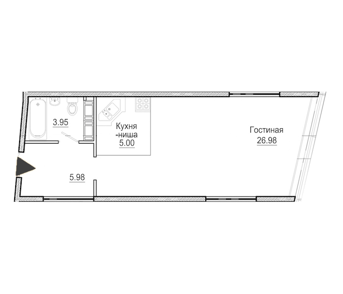 Студия, 42 м² — ЖК Апарт-отель Next (Некст)