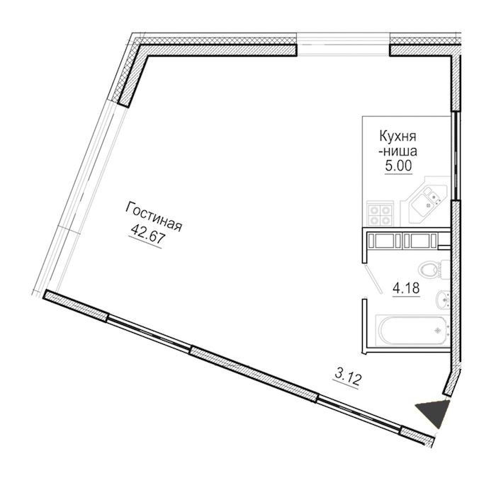Студия, 55 м² — ЖК Апарт-отель Next (Некст)