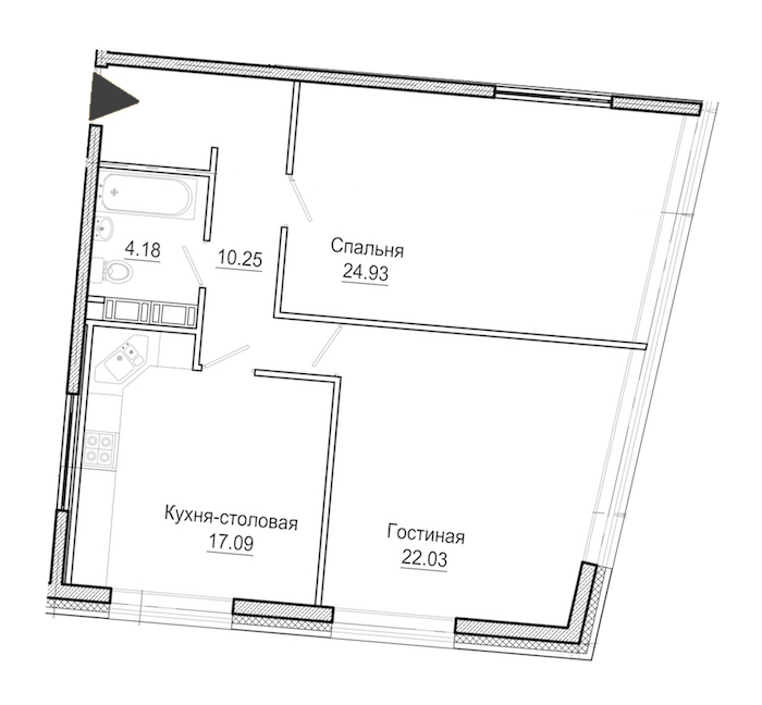 2-комнатная, 78 м² — ЖК Апарт-отель Next (Некст)