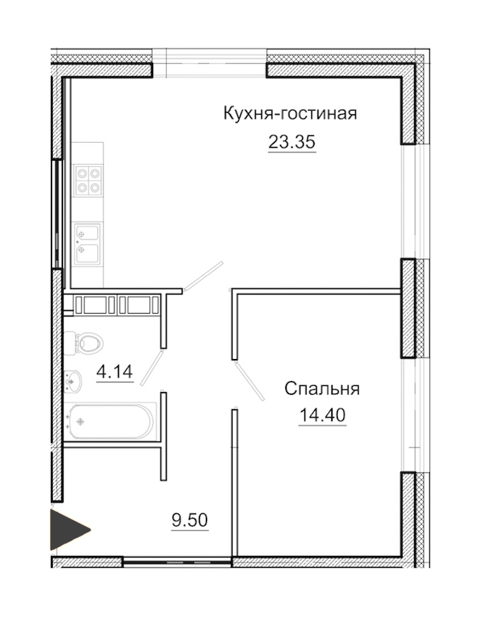 1-комнатная, 51 м² — ЖК Апарт-отель Next (Некст)
