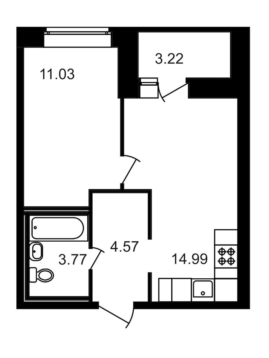1-комнатная, 38 м² — ЖК ЖК Северный