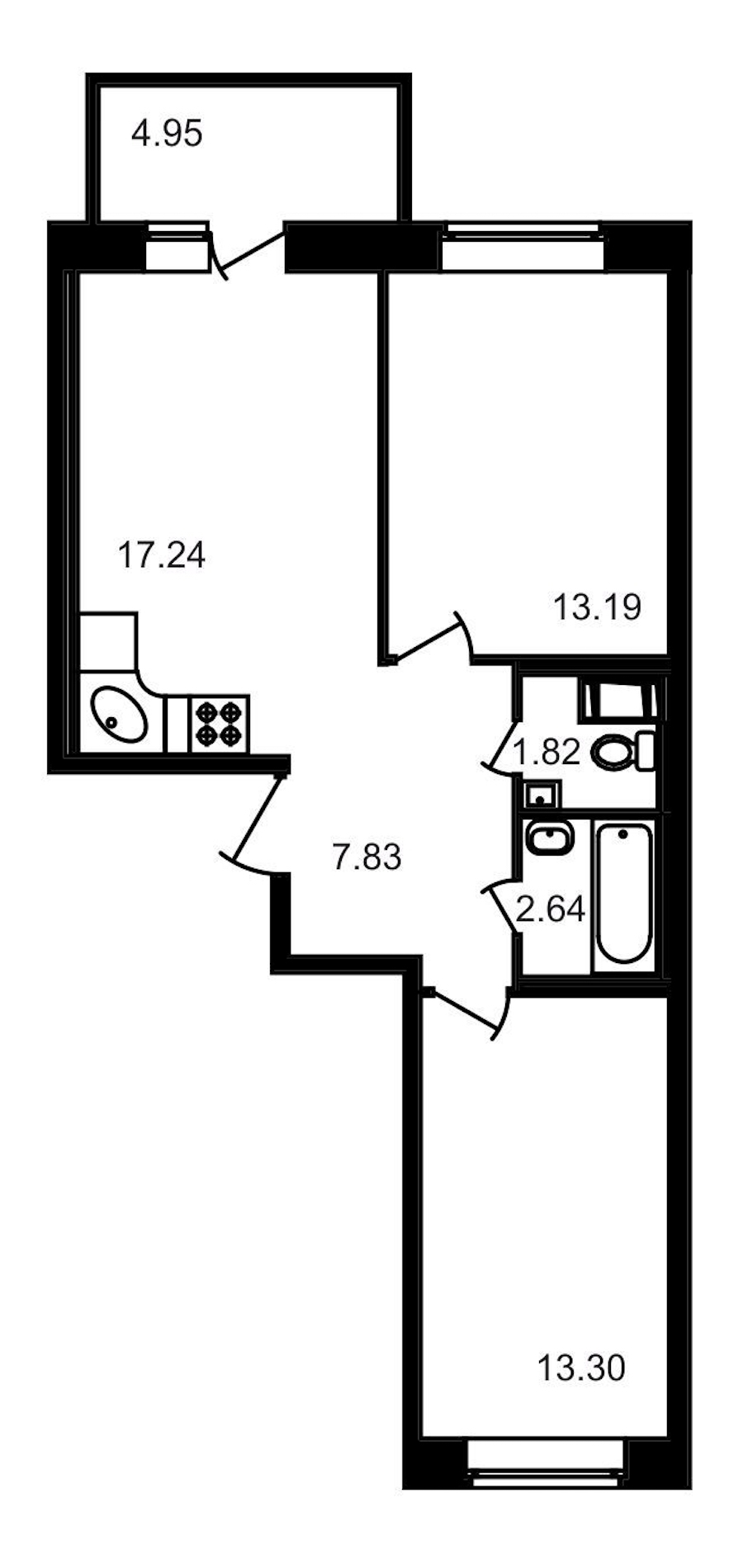 2-комнатная, 61 м² — ЖК ЖК Северный