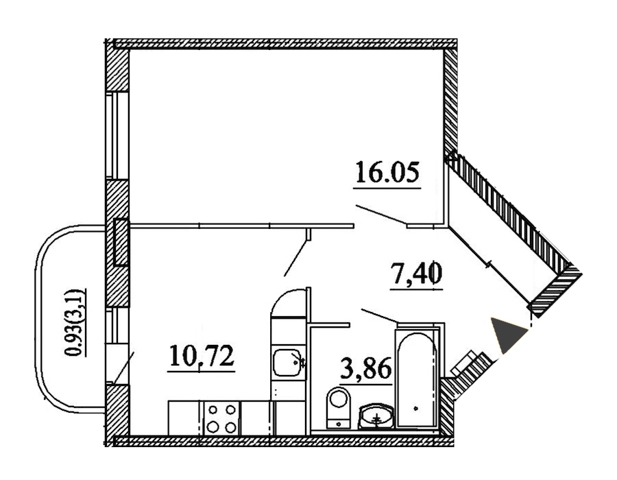 1-комнатная, 39 м² — ЖК ЖК Энфилд