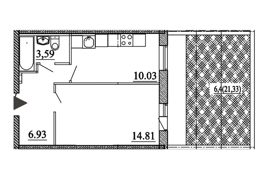1-комнатная, 42 м² — ЖК ЖК Энфилд