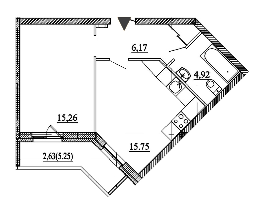 1-комнатная, 45 м² — ЖК ЖК Энфилд