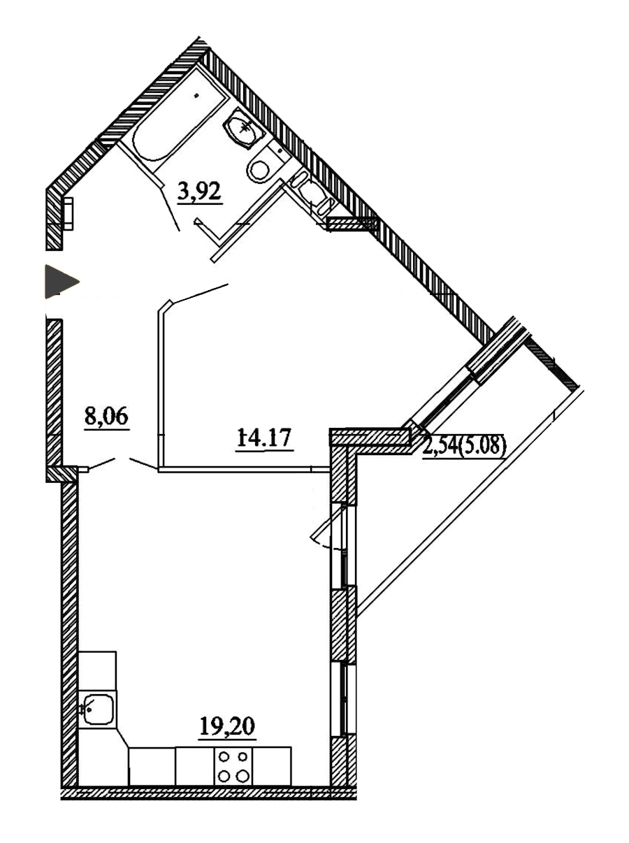 1-комнатная, 48 м² — ЖК ЖК Энфилд