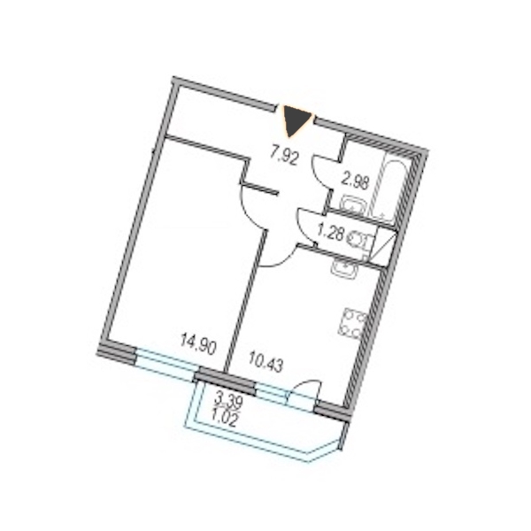 1-комнатная, 38 м² — ЖК ЖК Приморский квартал