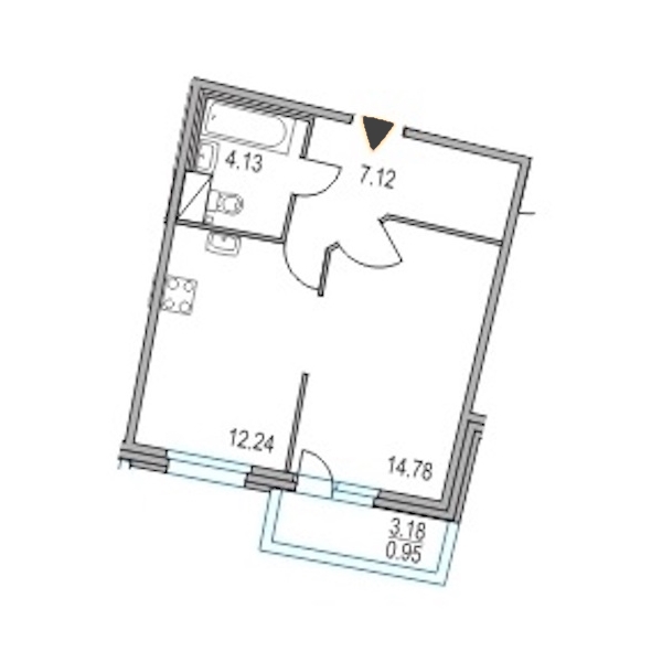 1-комнатная, 38 м² — ЖК ЖК Приморский квартал