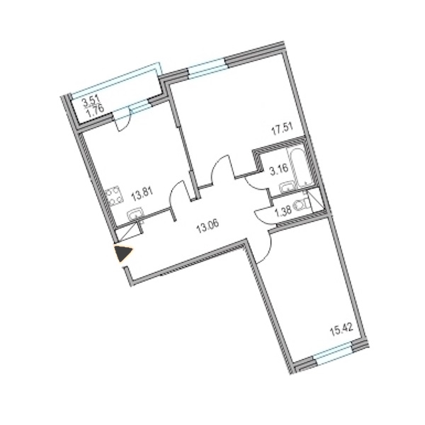 2-комнатная, 64 м² — ЖК ЖК Приморский квартал