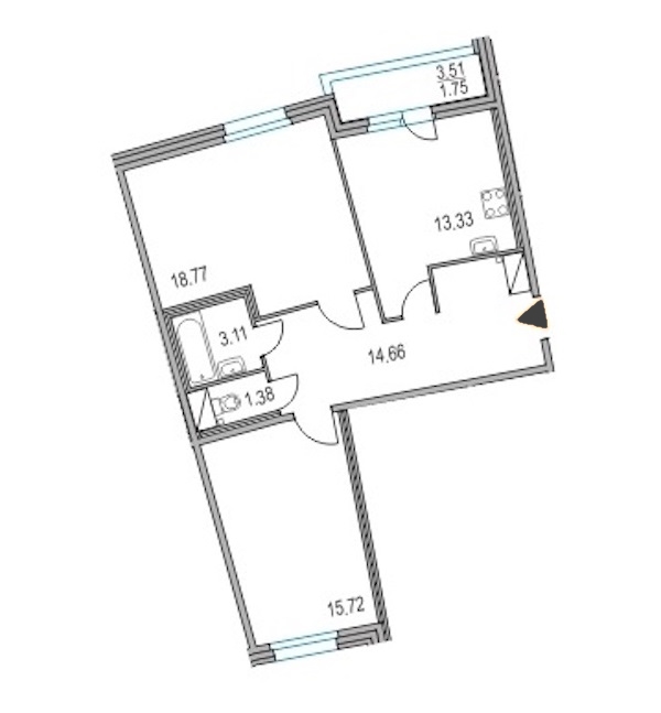 2-комнатная, 67 м² — ЖК ЖК Приморский квартал