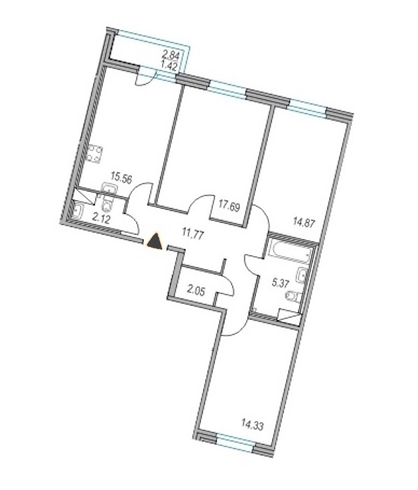 3-комнатная, 84 м² — ЖК ЖК Приморский квартал
