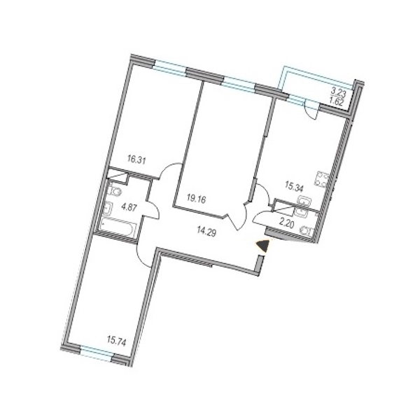 3-комнатная, 88 м² — ЖК ЖК Приморский квартал