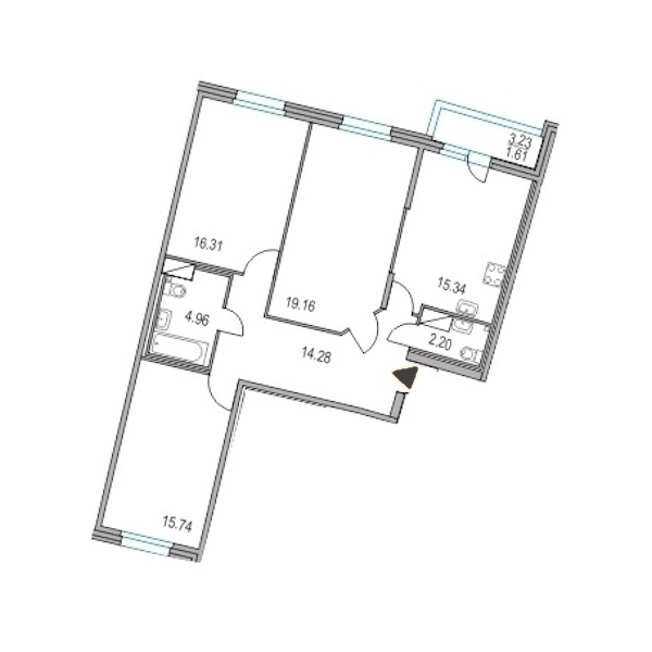 3-комнатная, 88 м² — ЖК ЖК Приморский квартал