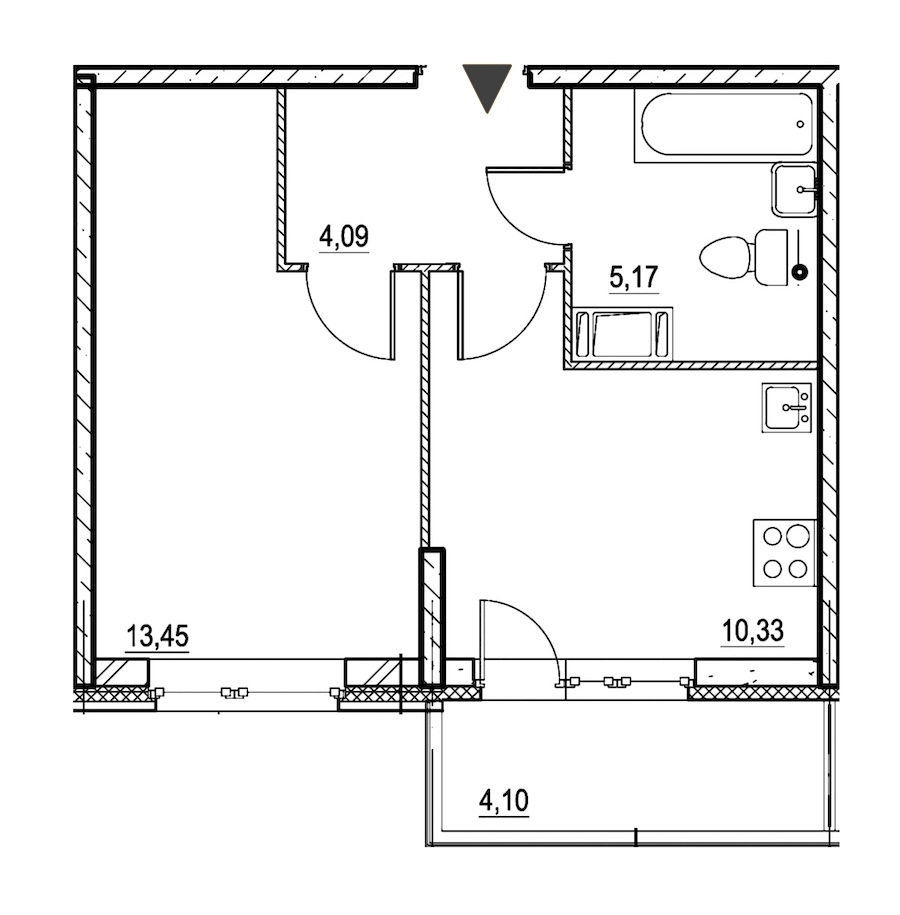 1-комнатная, 34 м² — ЖК ЖК Охта Хаус