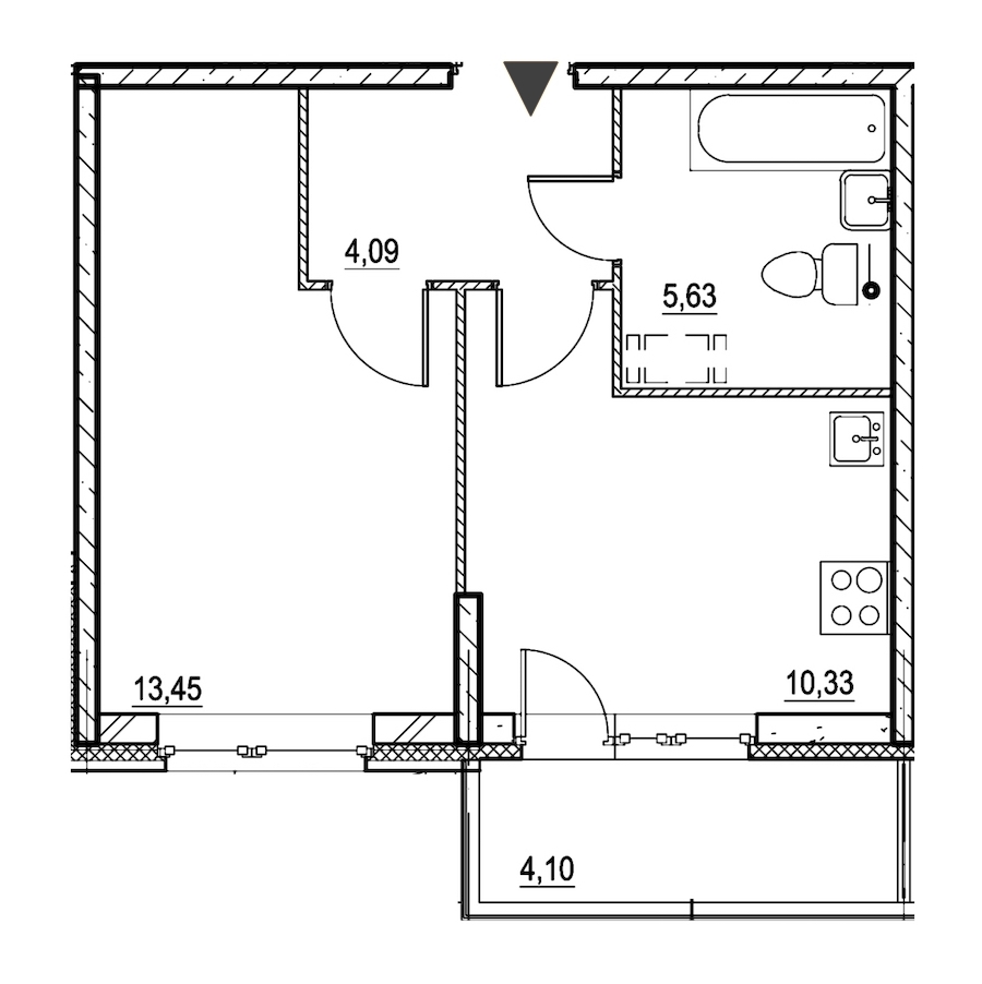 1-комнатная, 35 м² — ЖК ЖК Охта Хаус