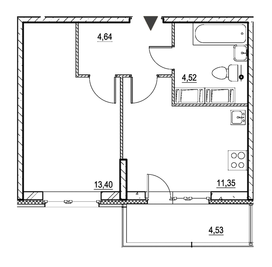 1-комнатная, 35 м² — ЖК ЖК Охта Хаус