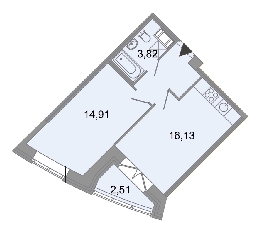 1-комнатная, 41 м² — ЖК ЖК Архитектор