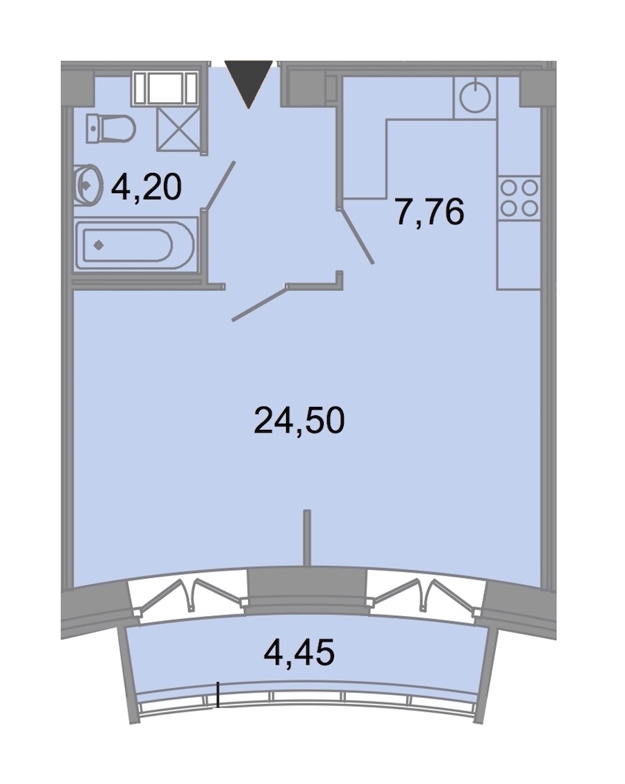 1-комнатная, 43 м² — ЖК ЖК Архитектор