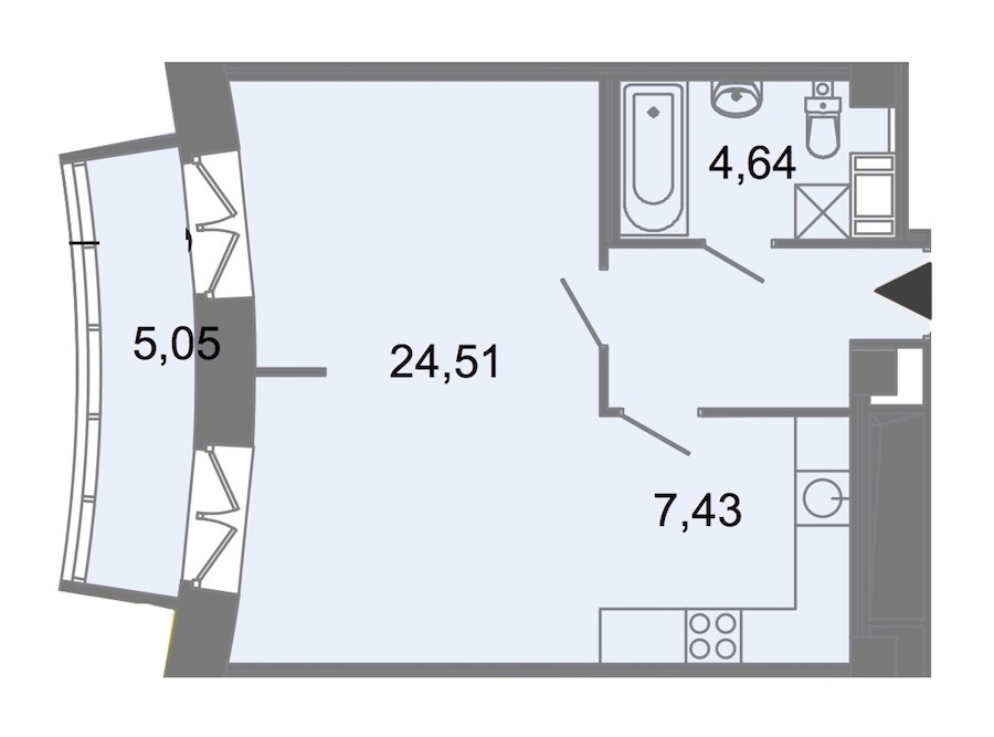 1-комнатная, 45 м² — ЖК ЖК Архитектор