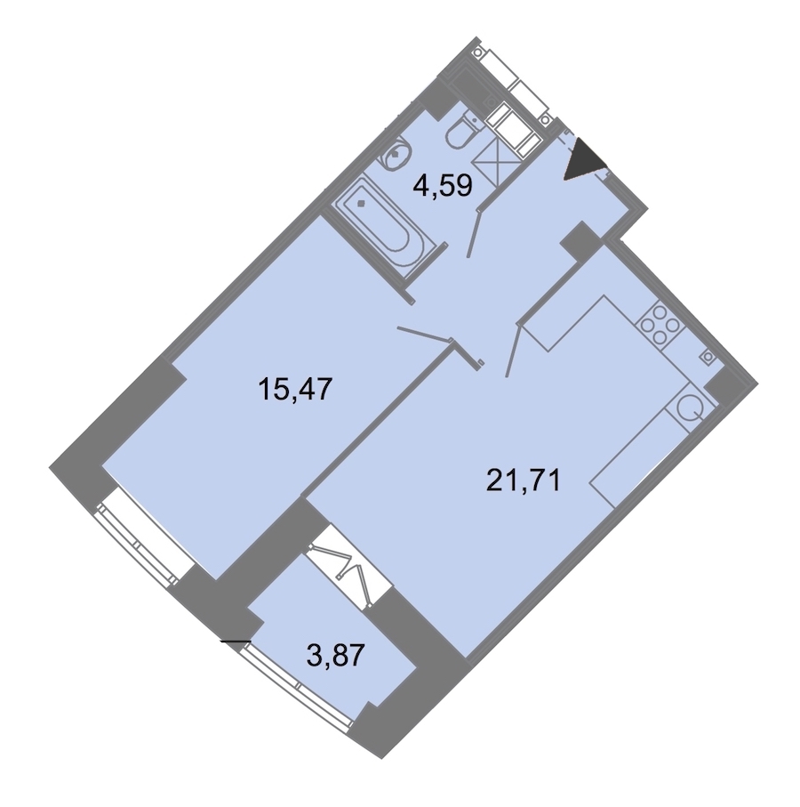 1-комнатная, 49 м² — ЖК ЖК Архитектор
