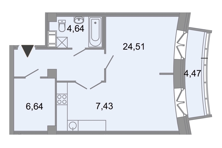 1-комнатная, 54 м² — ЖК ЖК Архитектор