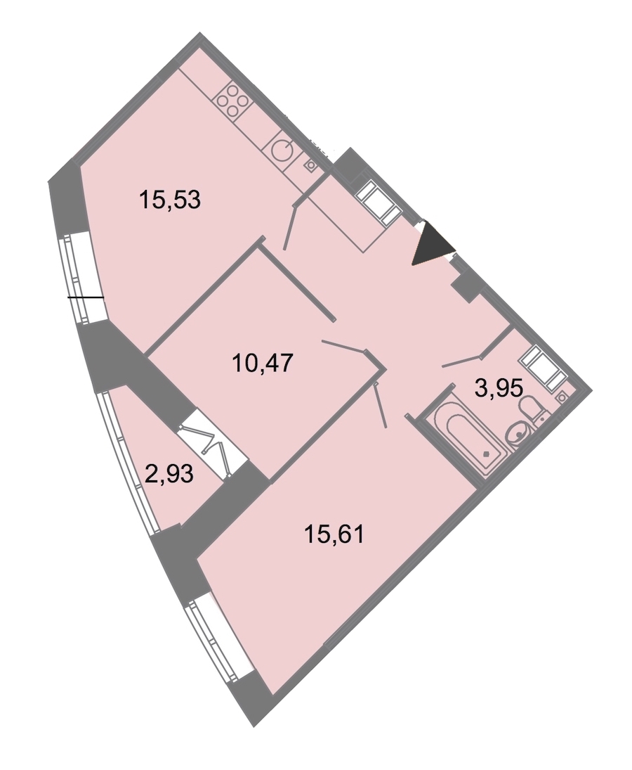 2-комнатная, 57 м² — ЖК ЖК Архитектор