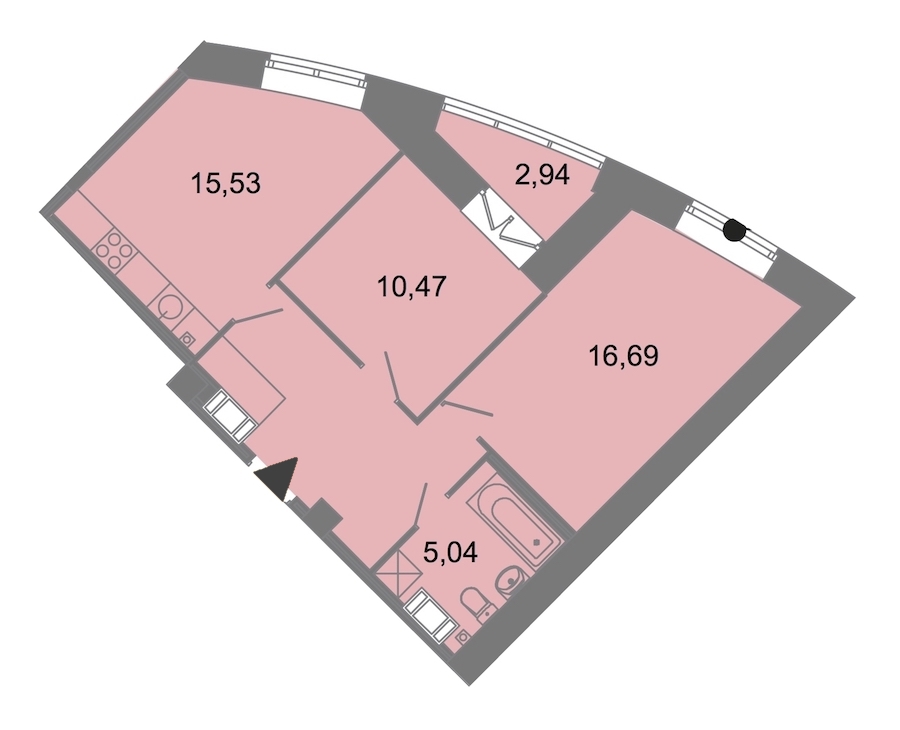 2-комнатная, 60 м² — ЖК ЖК Архитектор