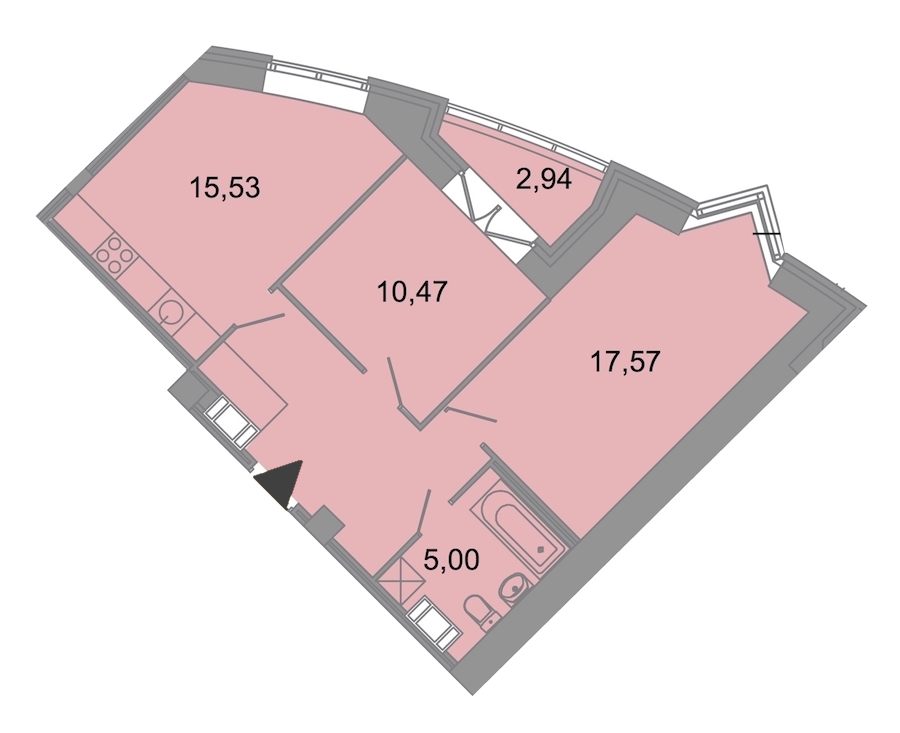 2-комнатная, 61 м² — ЖК ЖК Архитектор