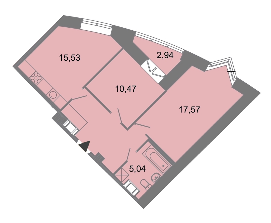 2-комнатная, 61 м² — ЖК ЖК Архитектор