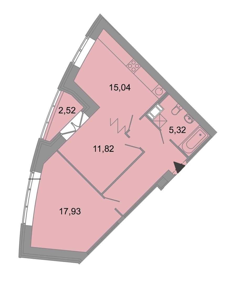 2-комнатная, 62 м² — ЖК ЖК Архитектор