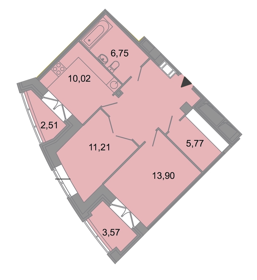 2-комнатная, 63 м² — ЖК ЖК Архитектор