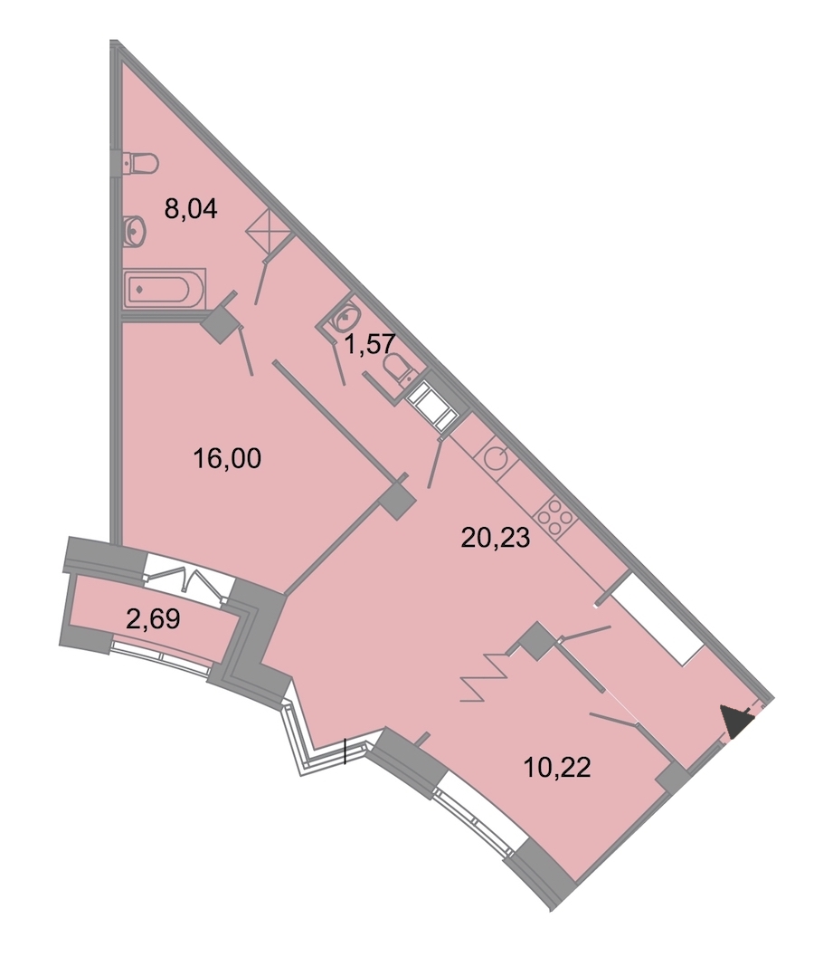 2-комнатная, 69 м² — ЖК ЖК Архитектор