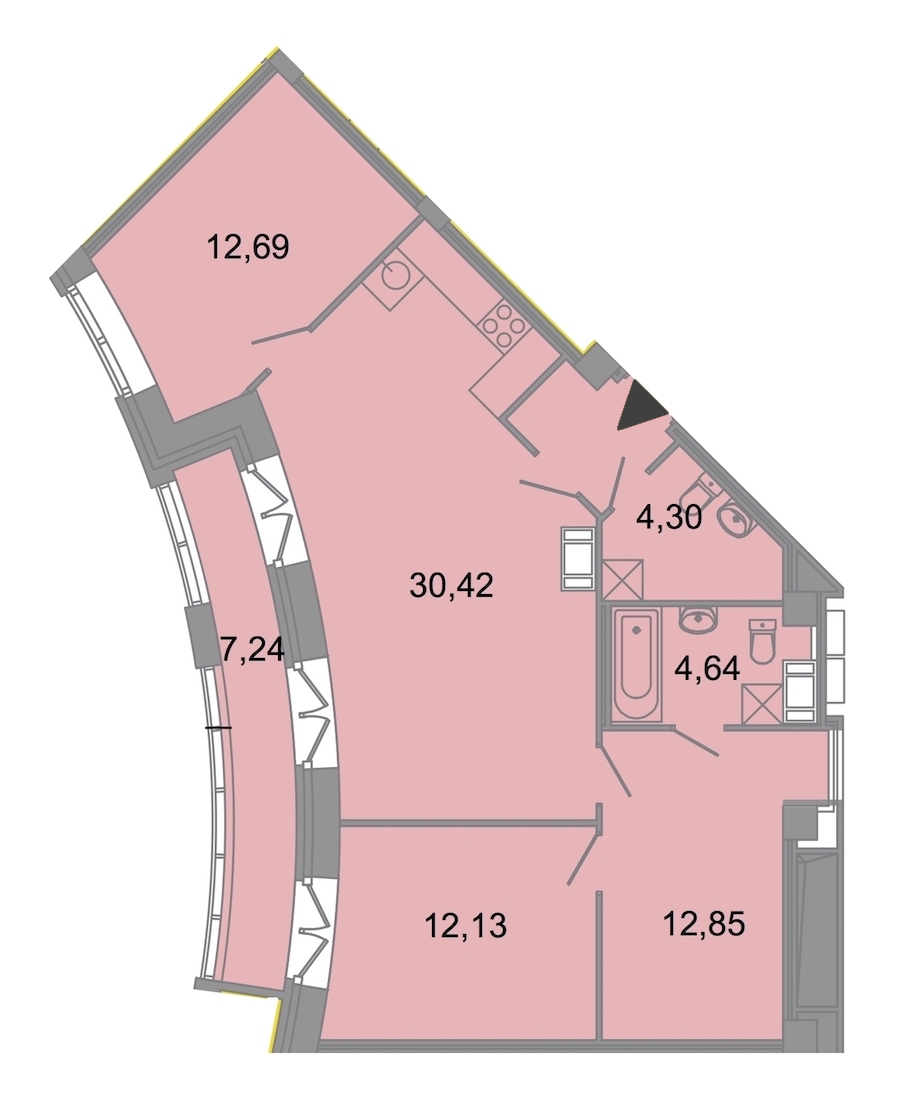 2-комнатная, 84 м² — ЖК ЖК Архитектор