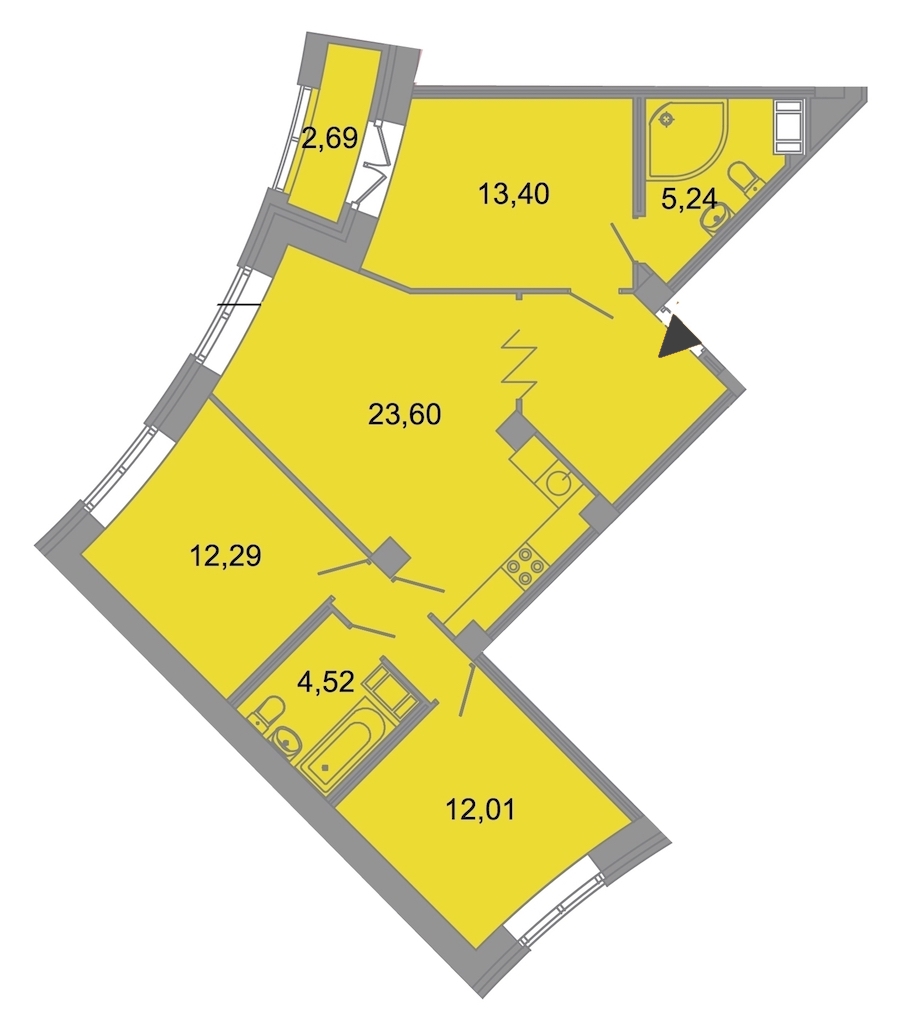 3-комнатная, 83 м² — ЖК ЖК Архитектор