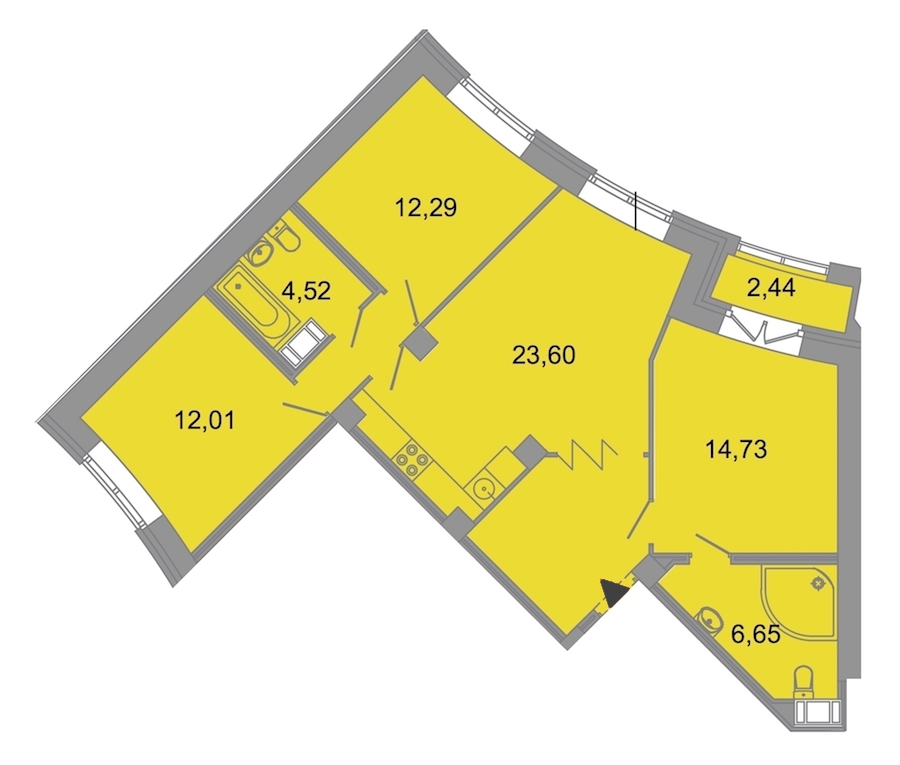 3-комнатная, 86 м² — ЖК ЖК Архитектор