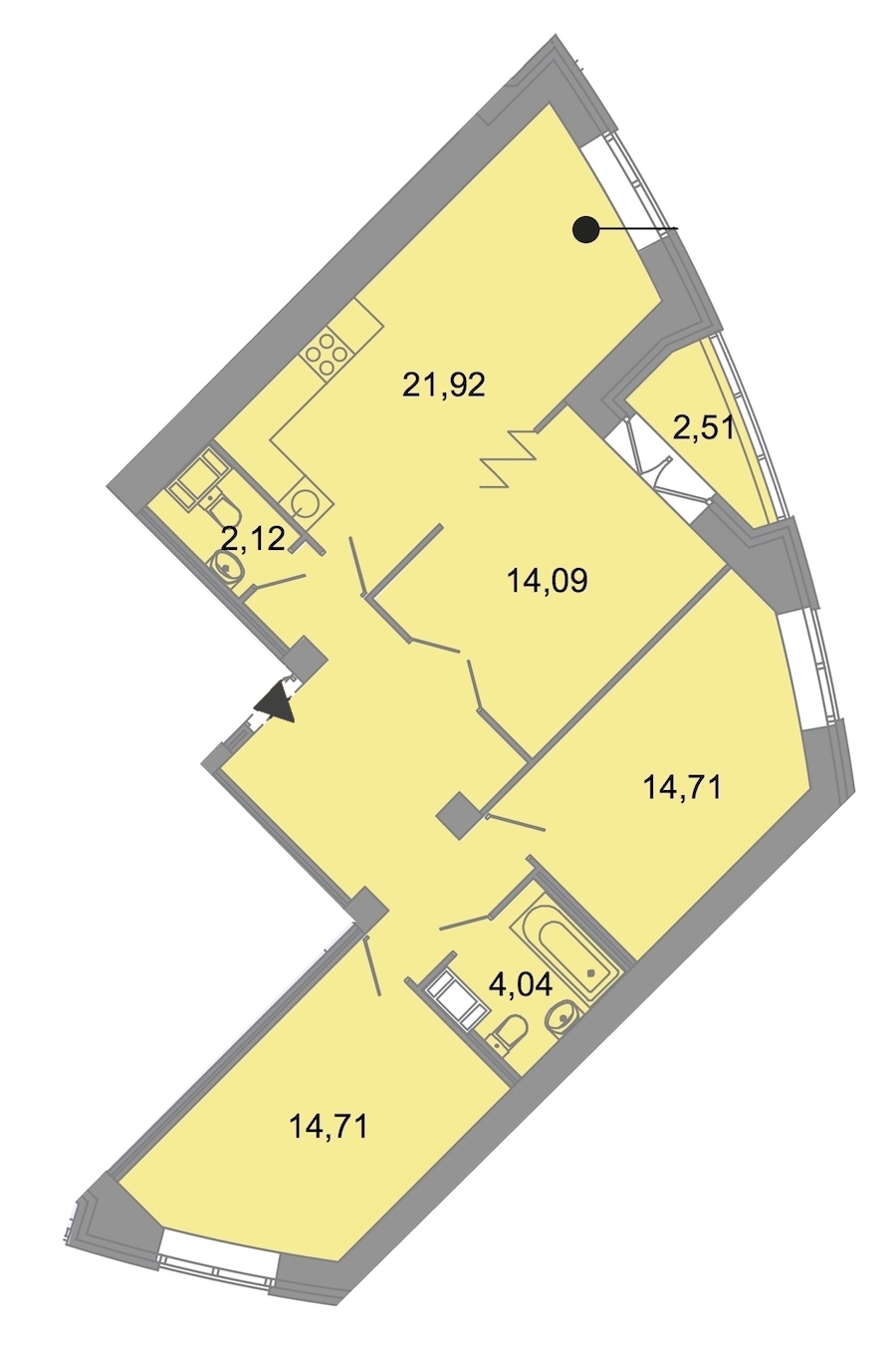 3-комнатная, 88 м² — ЖК ЖК Архитектор