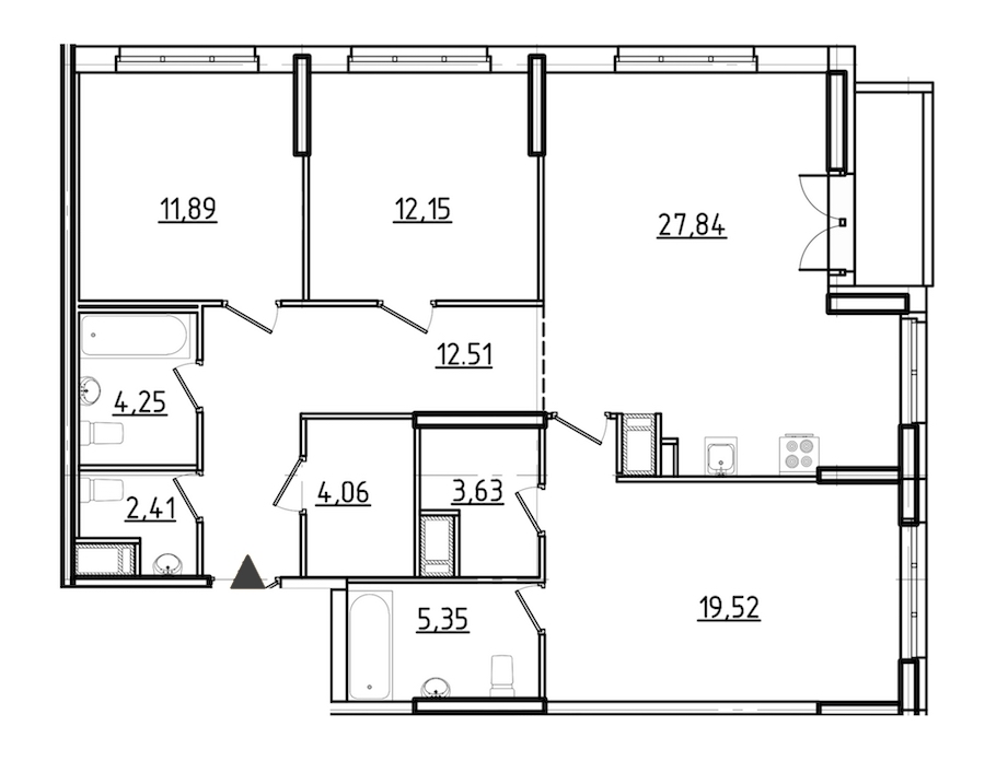 3-комнатная, 105 м² — ЖК ЖК Нахимов
