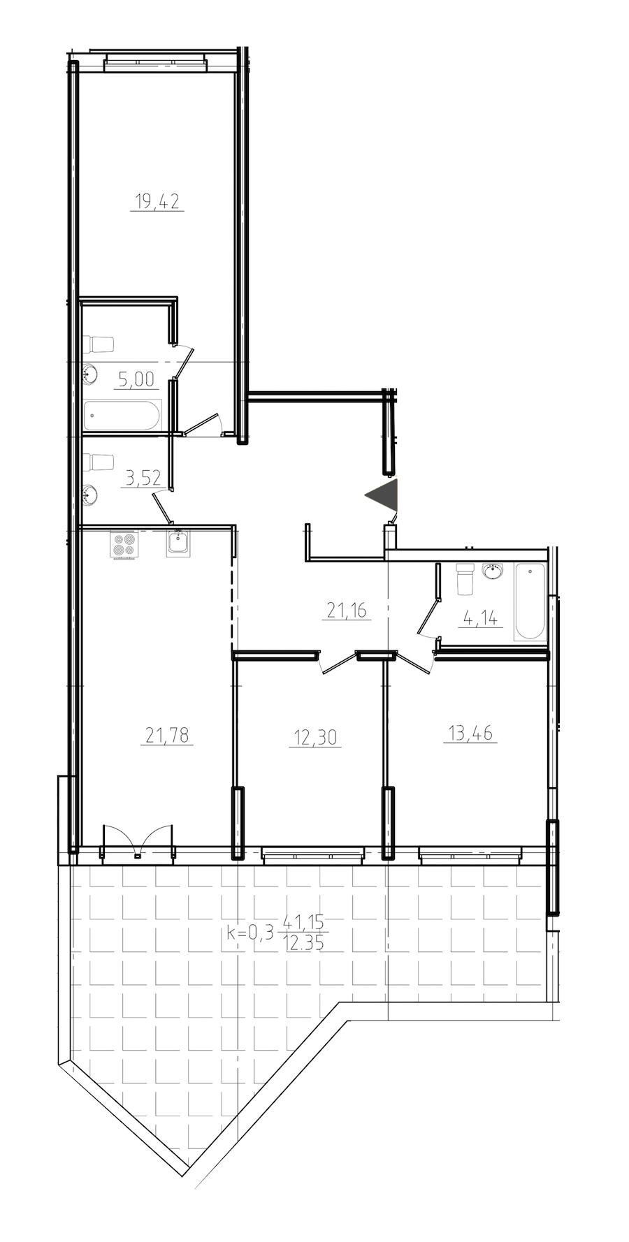 3-комнатная, 113 м² — ЖК ЖК Нахимов