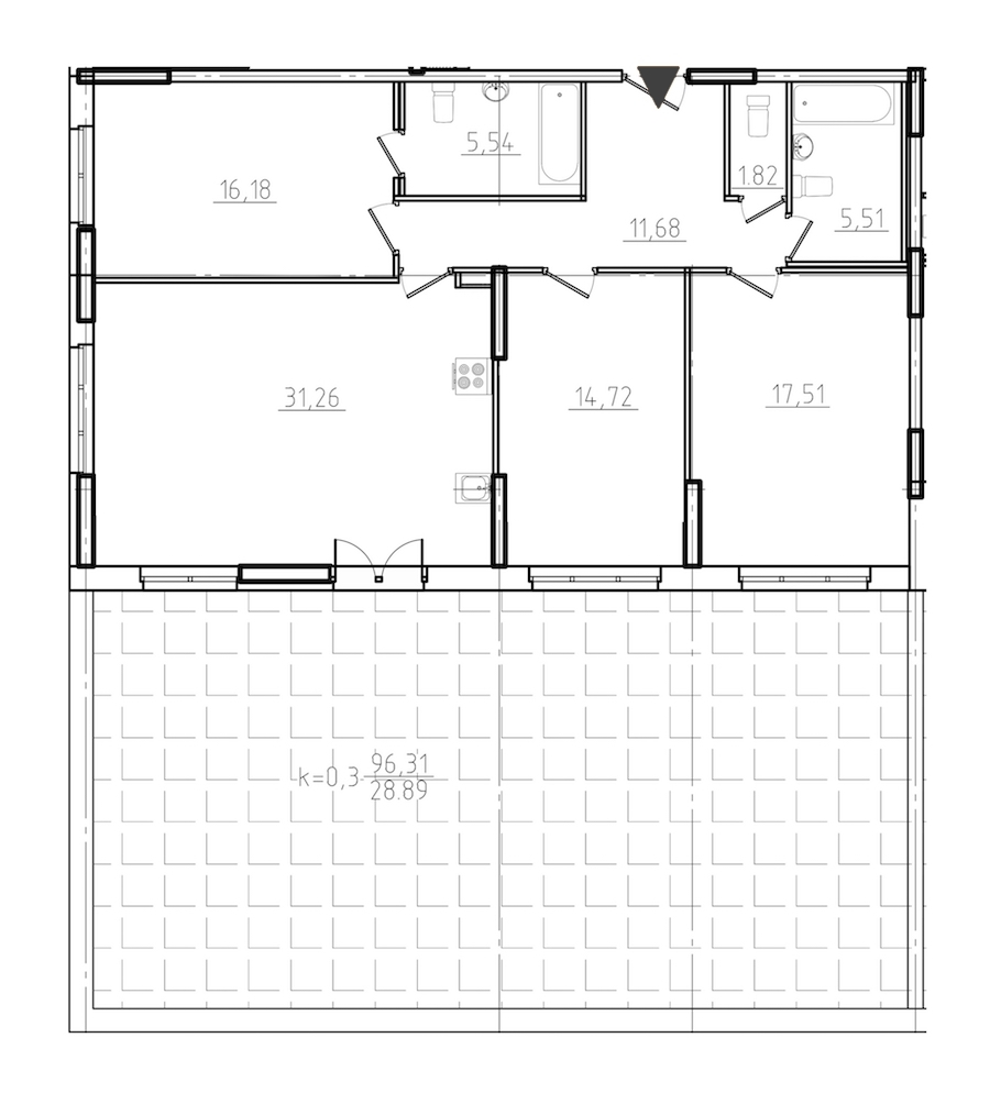 3-комнатная, 133 м² — ЖК ЖК Нахимов