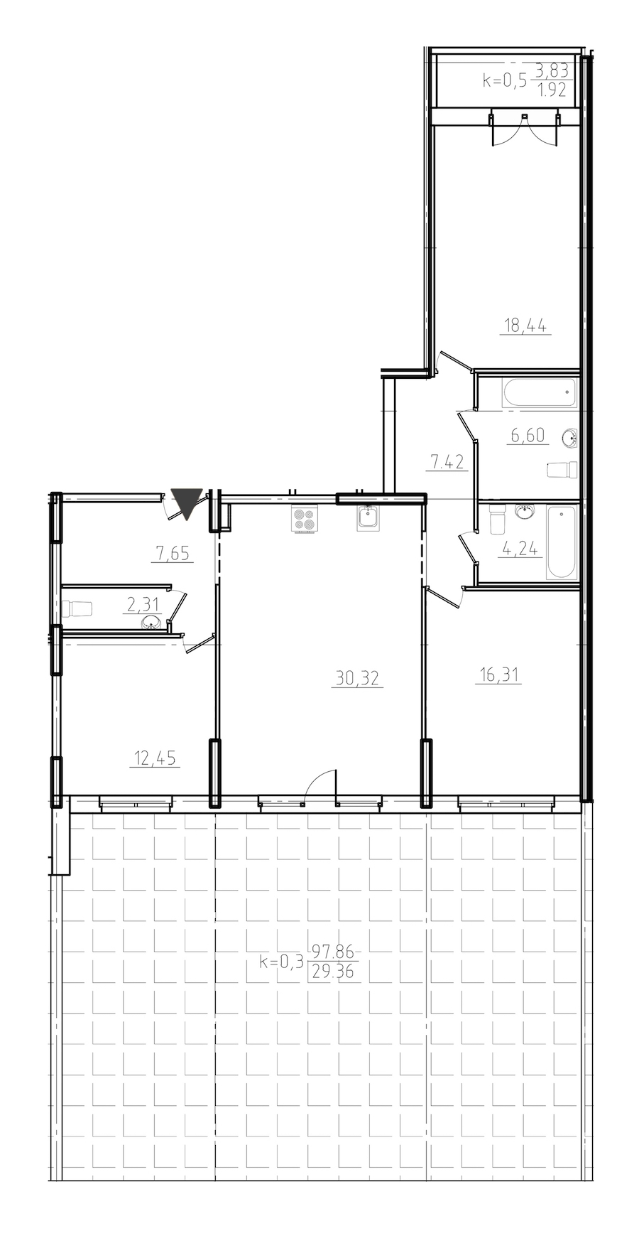 3-комнатная, 137 м² — ЖК ЖК Нахимов
