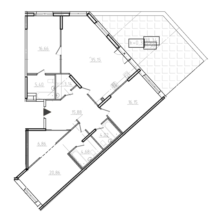 3-комнатная, 140 м² — ЖК ЖК Нахимов