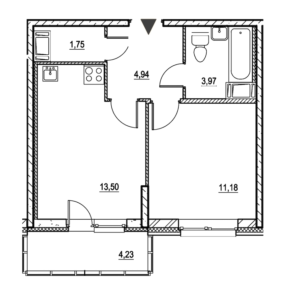 1-комнатная, 37 м² — ЖК ЖК Охта Хаус