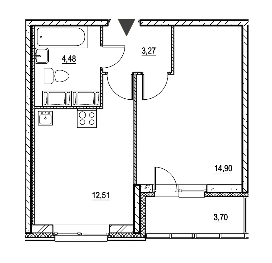 1-комнатная, 37 м² — ЖК ЖК Охта Хаус
