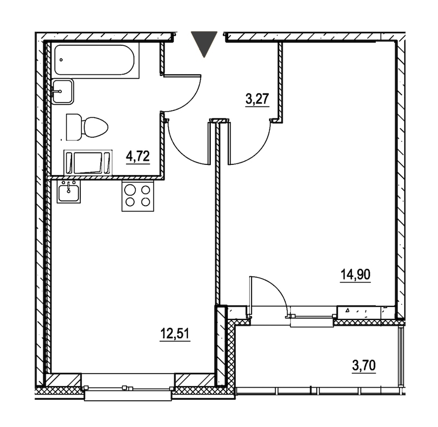 1-комнатная, 37 м² — ЖК ЖК Охта Хаус