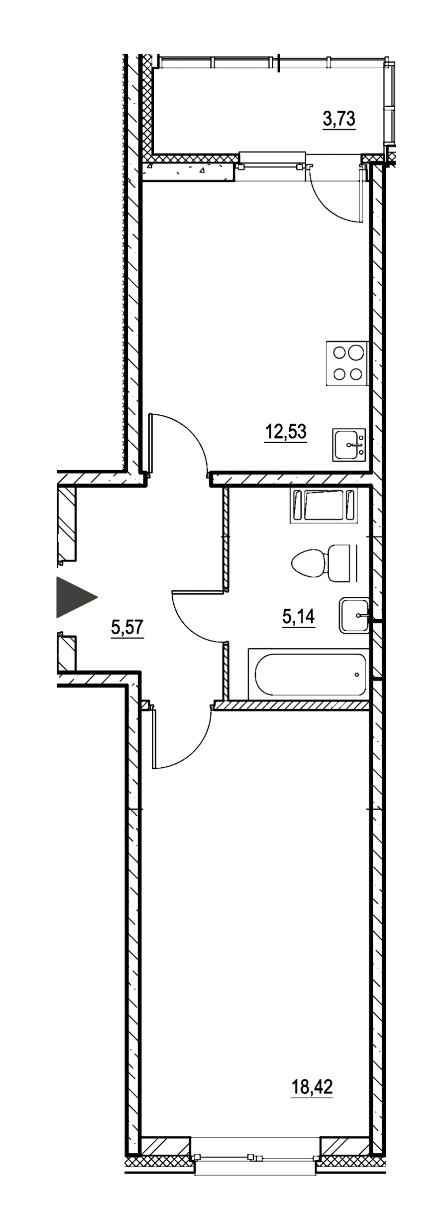 1-комнатная, 44 м² — ЖК ЖК Охта Хаус