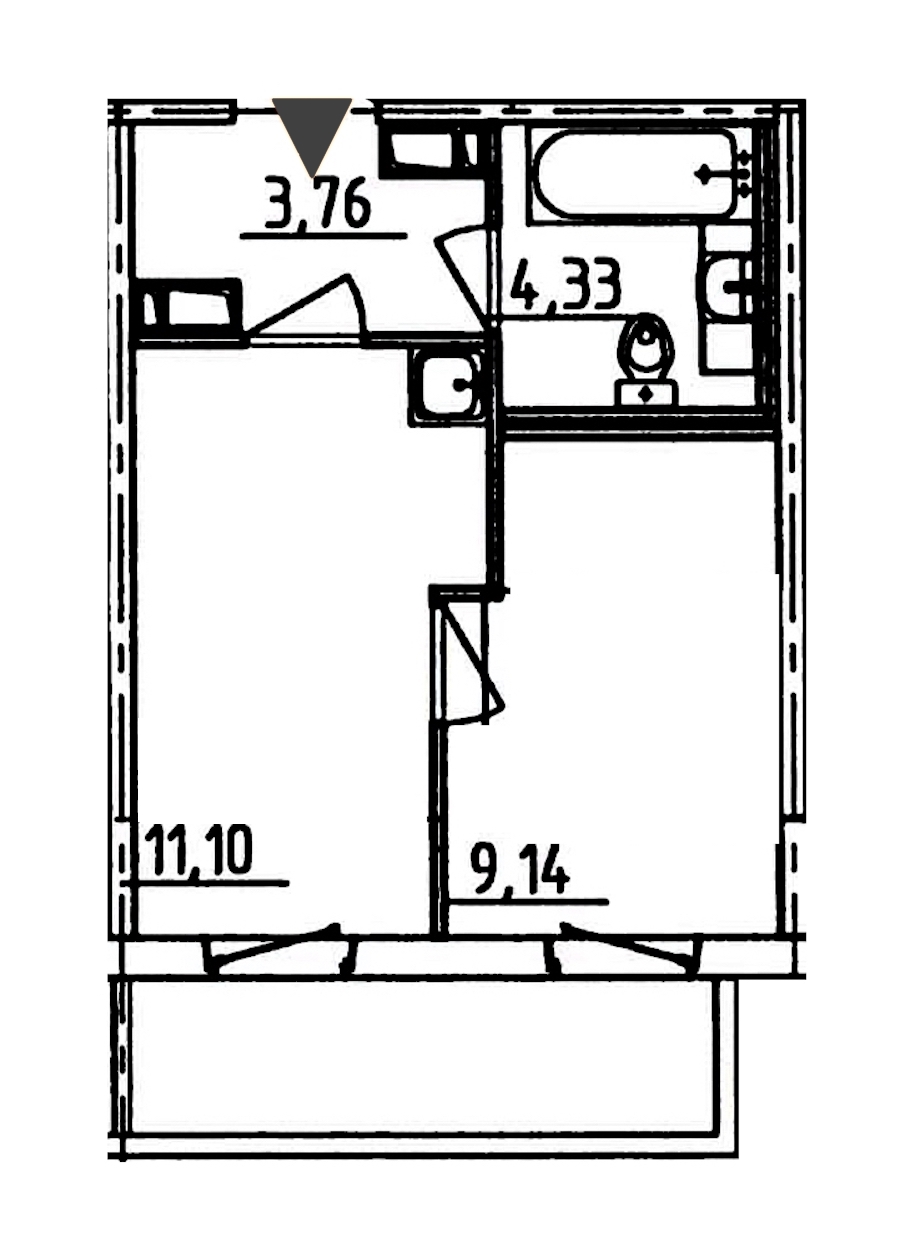 1-комнатная, 30 м² — ЖК ЖК Аэросити
