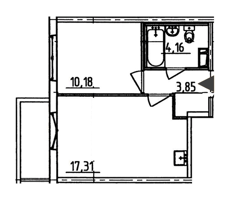1-комнатная, 37 м² — ЖК ЖК Аэросити
