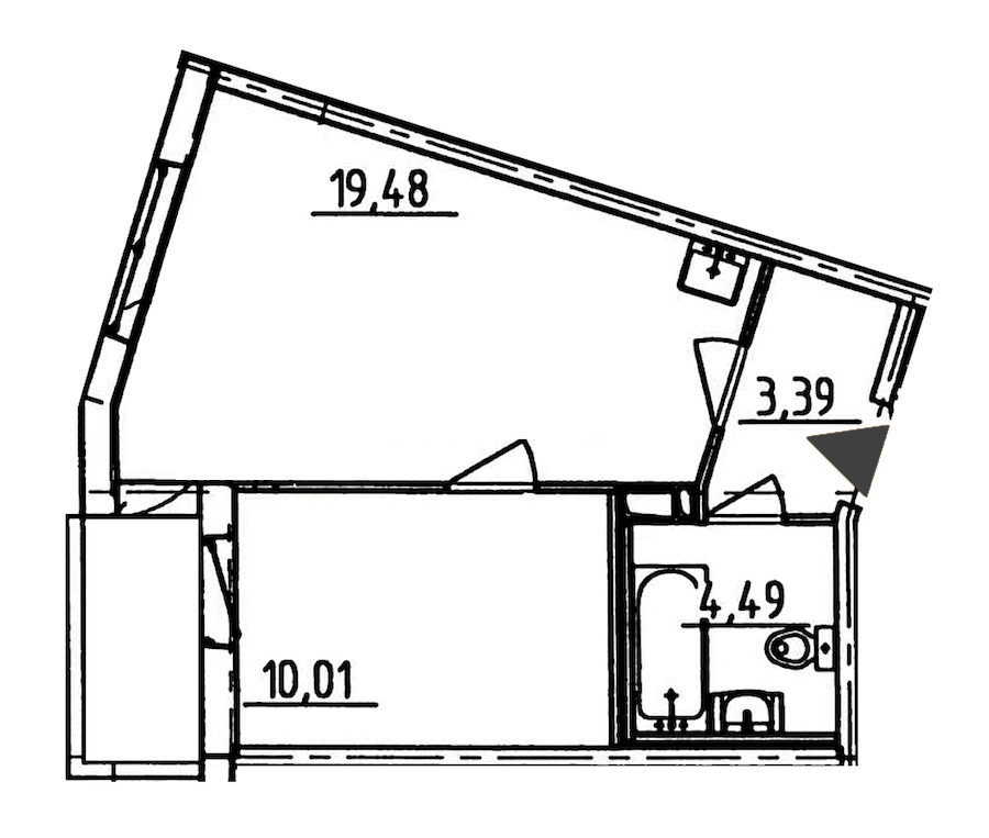 1-комнатная, 39 м² — ЖК ЖК Аэросити