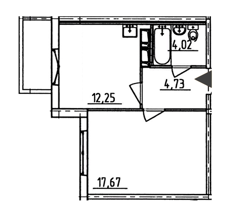 1-комнатная, 40 м² — ЖК ЖК Аэросити